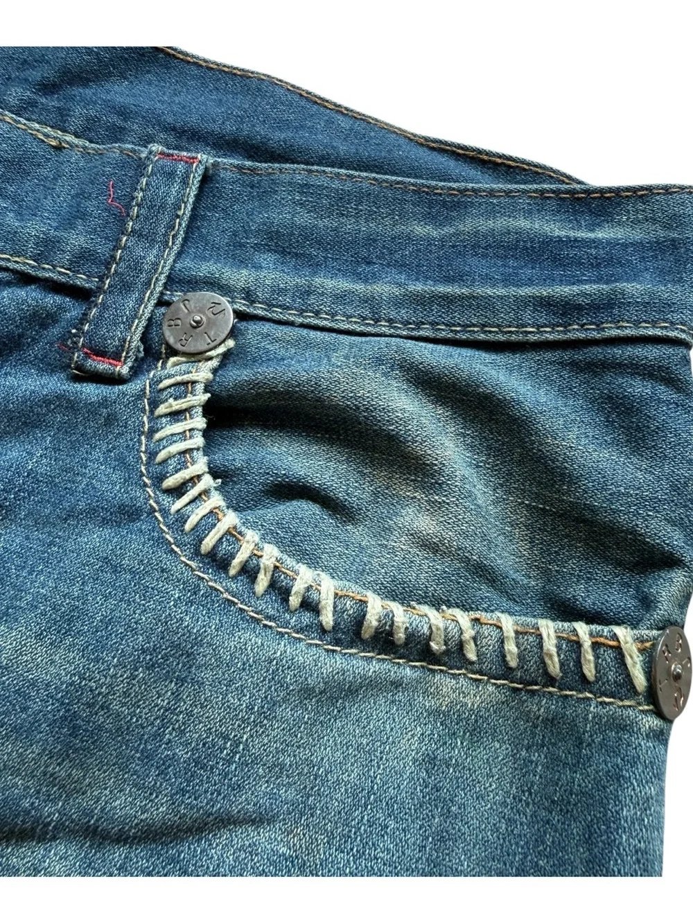 True Religion Billy Super T Jeans 38x33 Big Stitch Y2K Flap Pocket Denim Blue